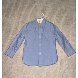 Boden Boys‎ Blue Oxford Cotton Button Down Long Sleeve Shirt Size 4-5Y 110cm